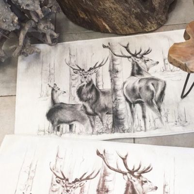 Tappeto piccolo angolo di Paola disegno cervi e vari ungulati